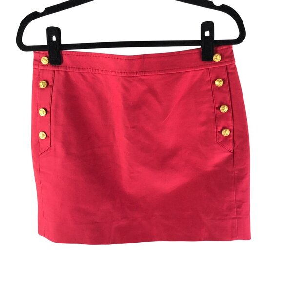 J Crew Mini Skirt Nautical Button Detail Pockets Cotton Stretch Lined Pink 4 - Picture 1 of 4